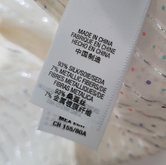 JUICY Couture Silk Button Down Shirt Sheer w Metallic Fiber Pinstripes XS - Picture 11 of 13